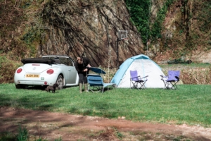 car and tent pitch