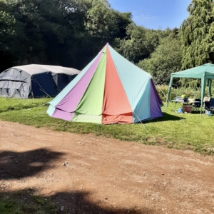 multicoloured tent